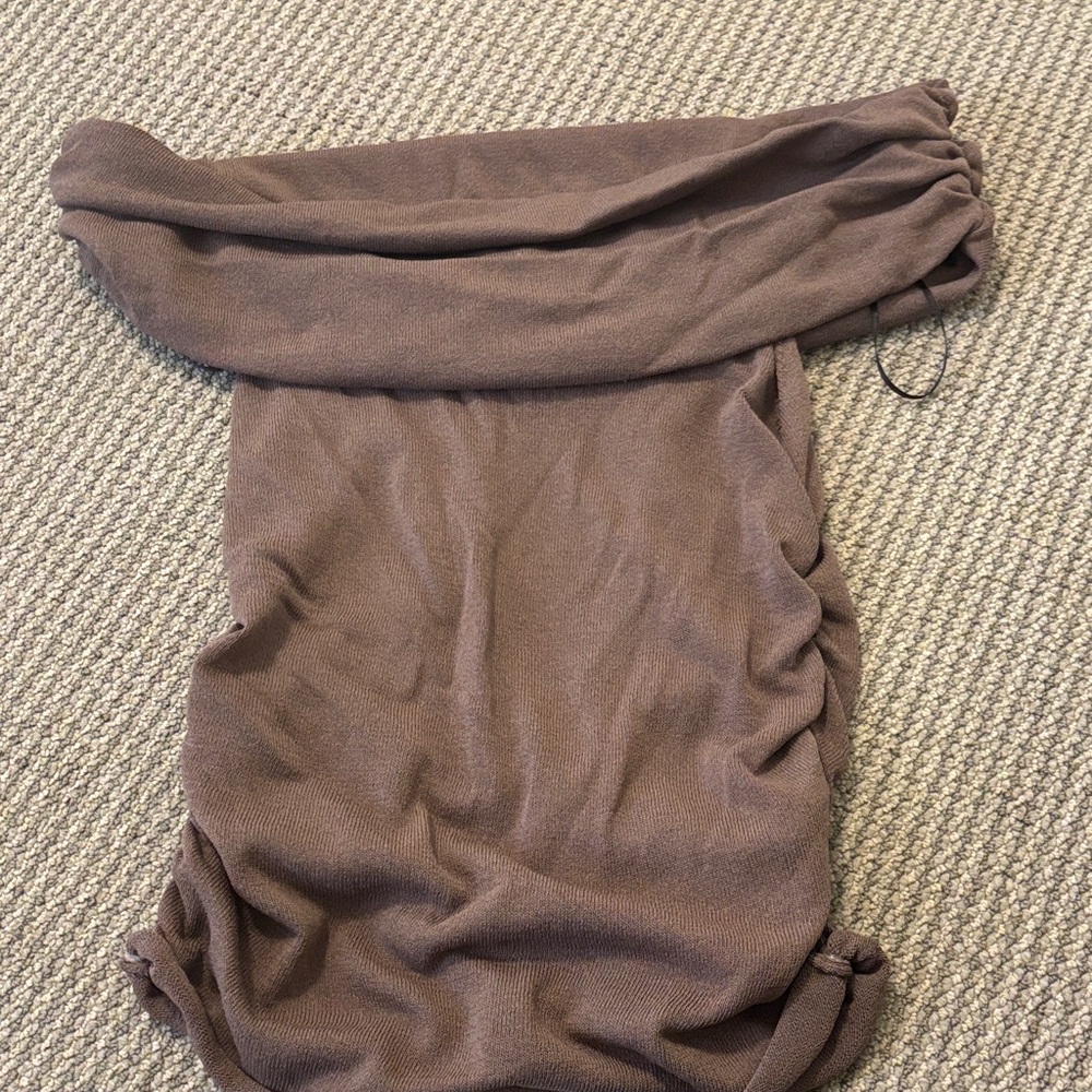 NWOT Draped Cap Sleeve Elegant Brown Women's Blouse